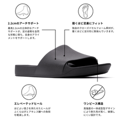 アーチサポート スライドサンダル ブラック