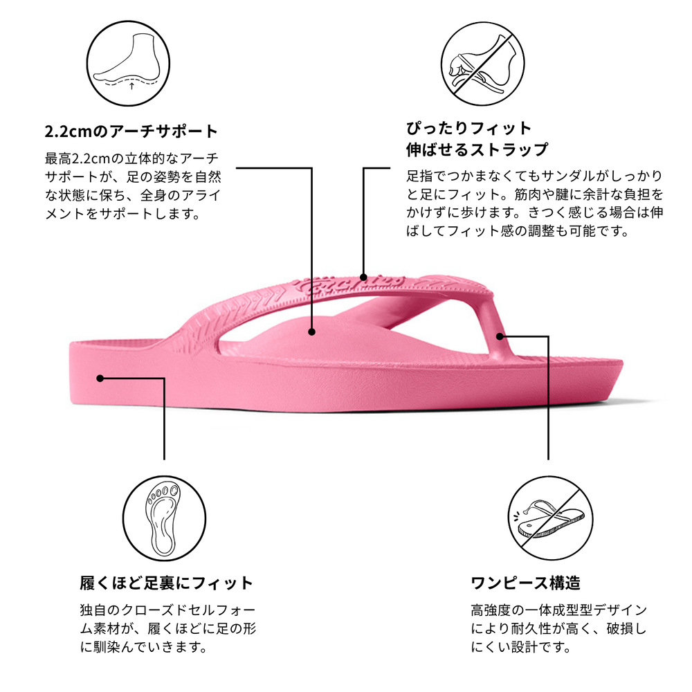  アーチサポート トングサンダル ホットピンク 